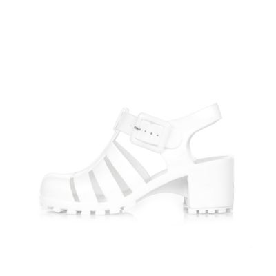 Girls white heeled jelly sandals